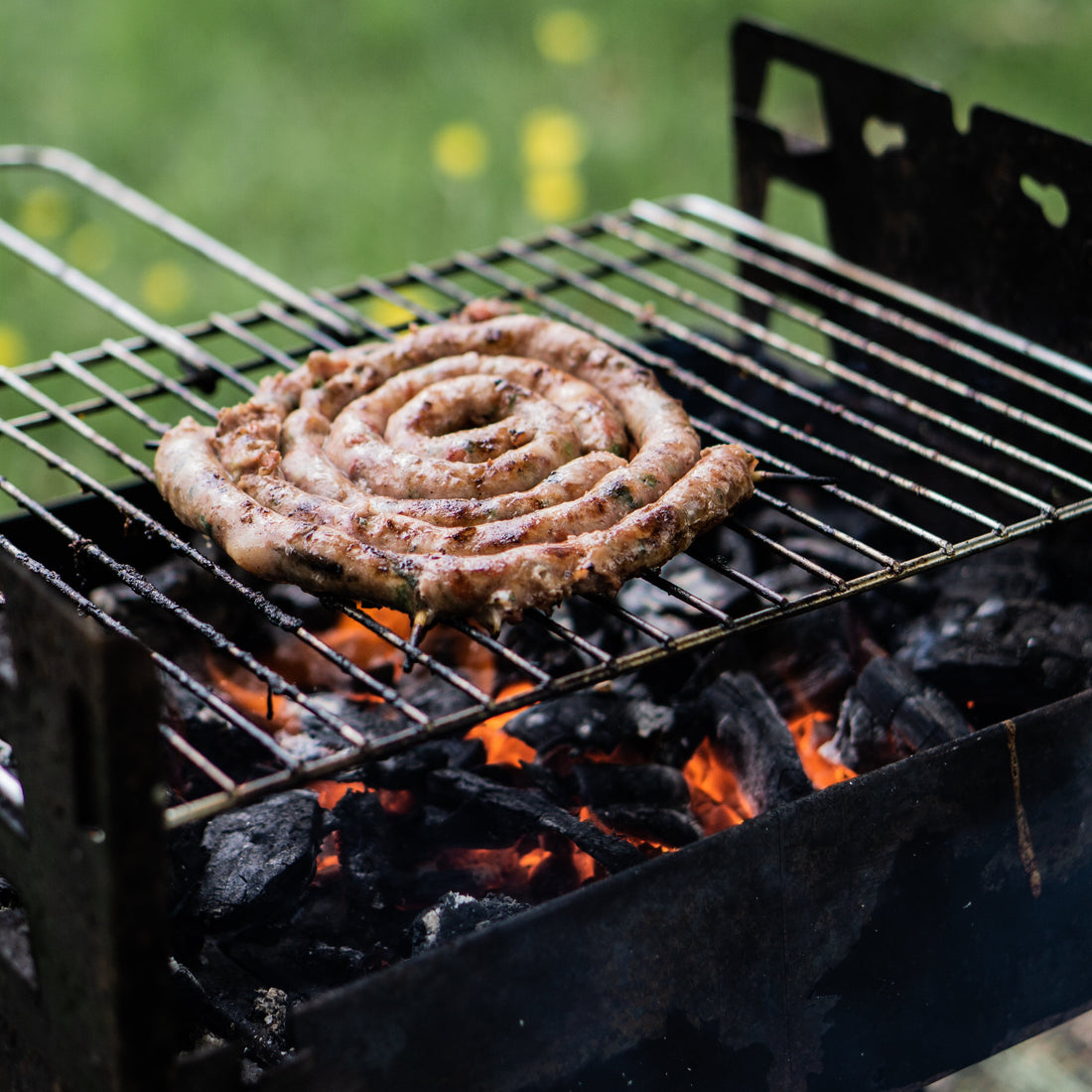 Grilling over charcoal